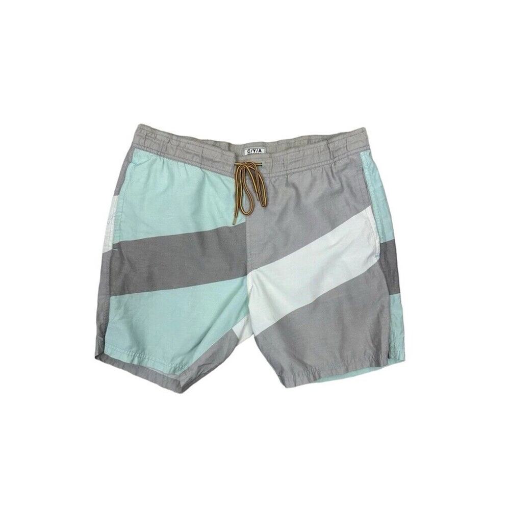 CYA Slasher Men’s Swim Trunks‎ Shorts Size Large 6" Inseam C/Y/A Green Gray